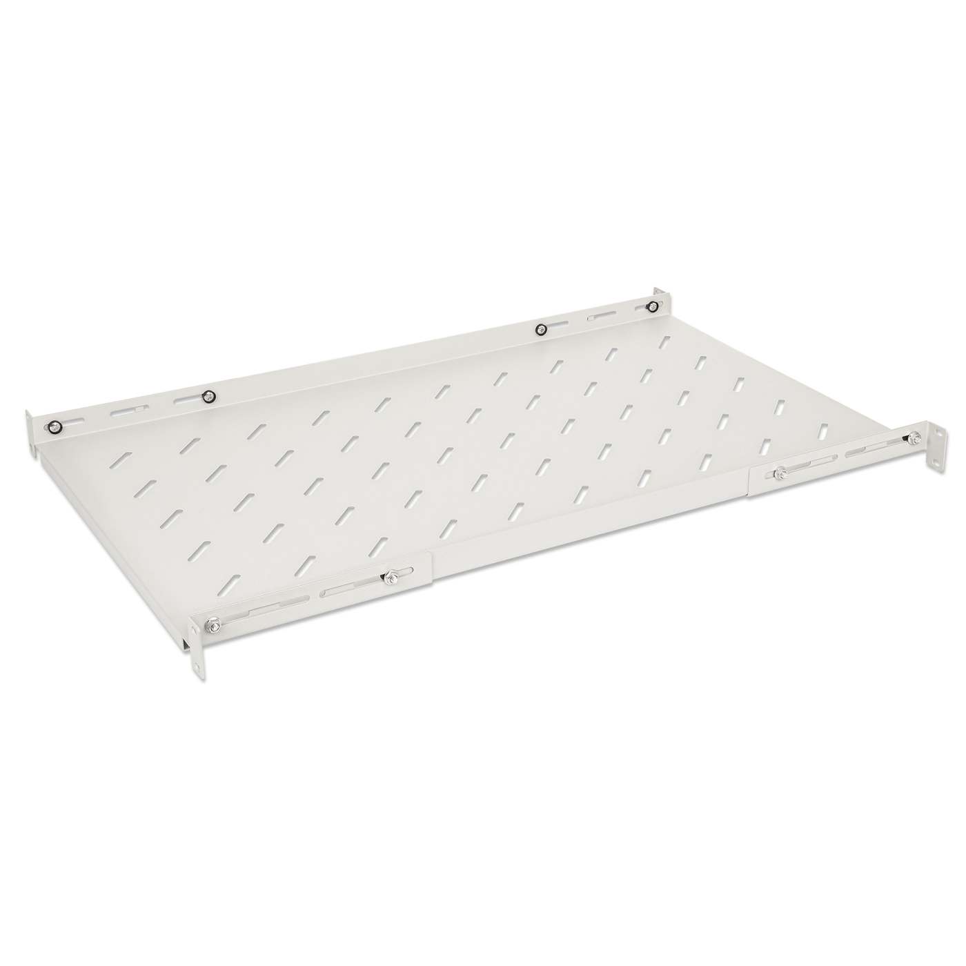 19" Shelf with Variable Rails for Fixed Mounting, Shelf Depth 750 mm, Gray Image 1