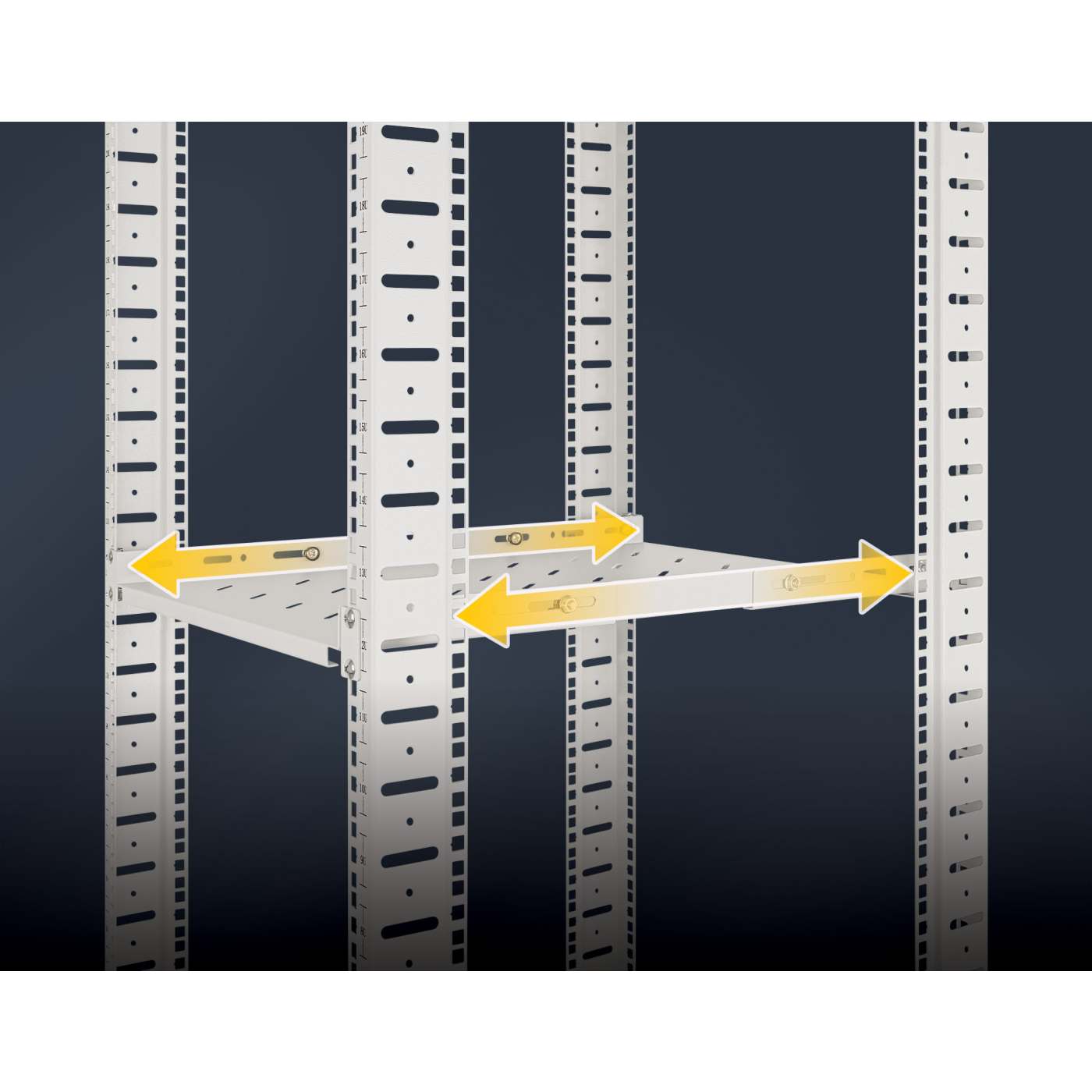 19" Shelf with Variable Rails for Fixed Mounting, Shelf Depth 750 mm, Gray Image 5