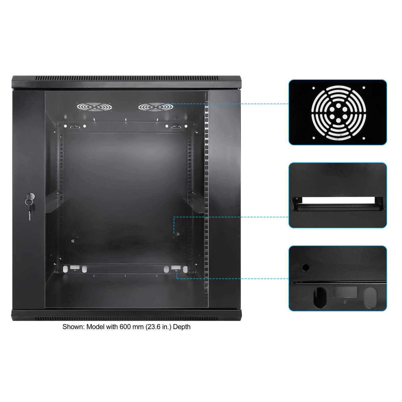 19" Wallmount Cabinet, 12U, 450 mm (17.7 in.) Depth, Black Image 6