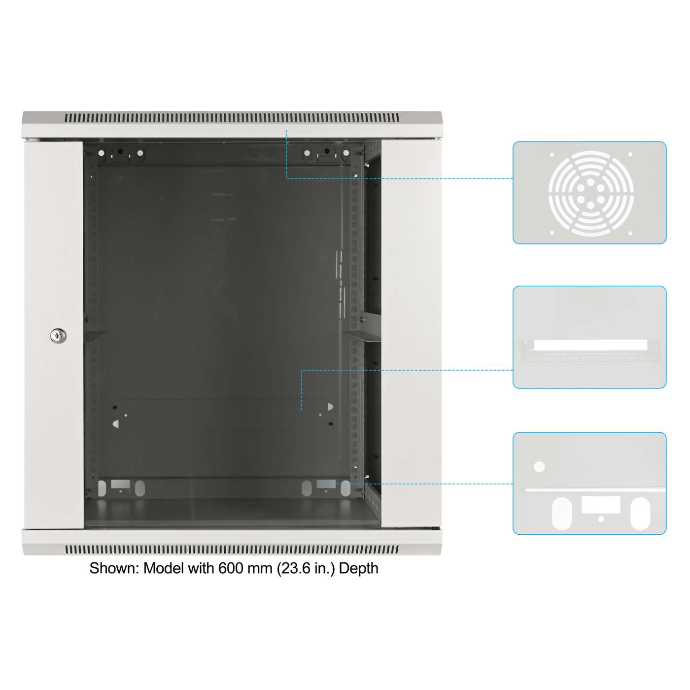 19" Wallmount Cabinet, 12U, 450 mm (17.7 in.) Depth, Gray Image 6