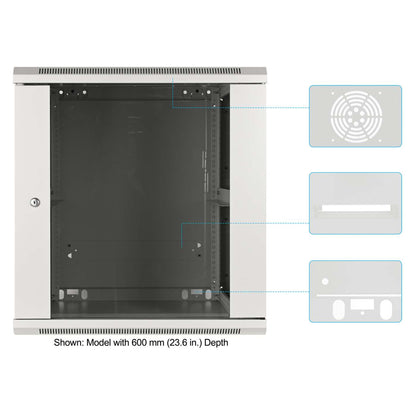 19" Wallmount Cabinet, 12U, 450 mm (17.7 in.) Depth, Gray Image 6