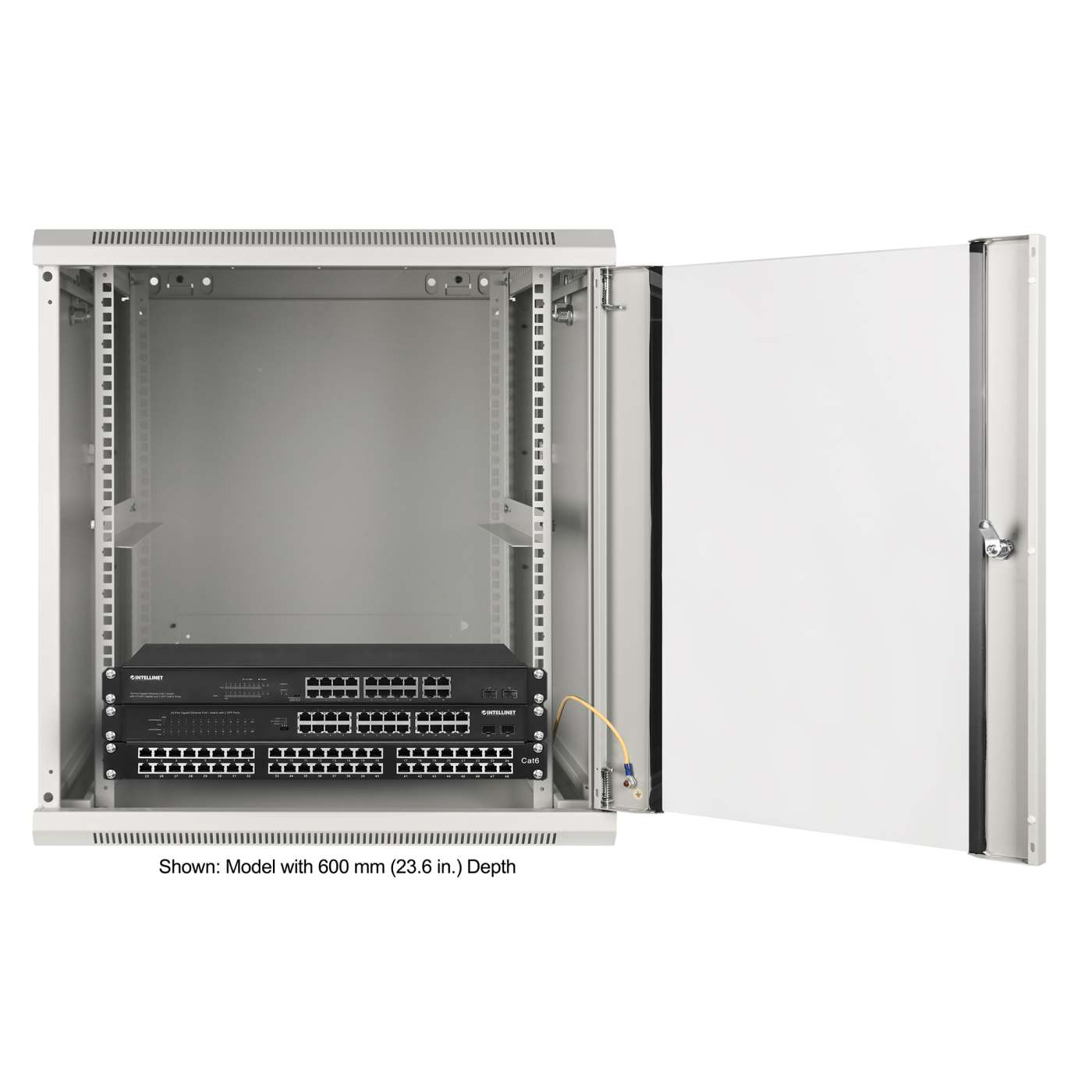 19" Wallmount Cabinet, 12U, 450 mm (17.7 in.) Depth, Gray Image 7