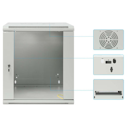 19" Wallmount Cabinet, 12U, 600 mm (23.6 in.) Depth, Gray Image 9