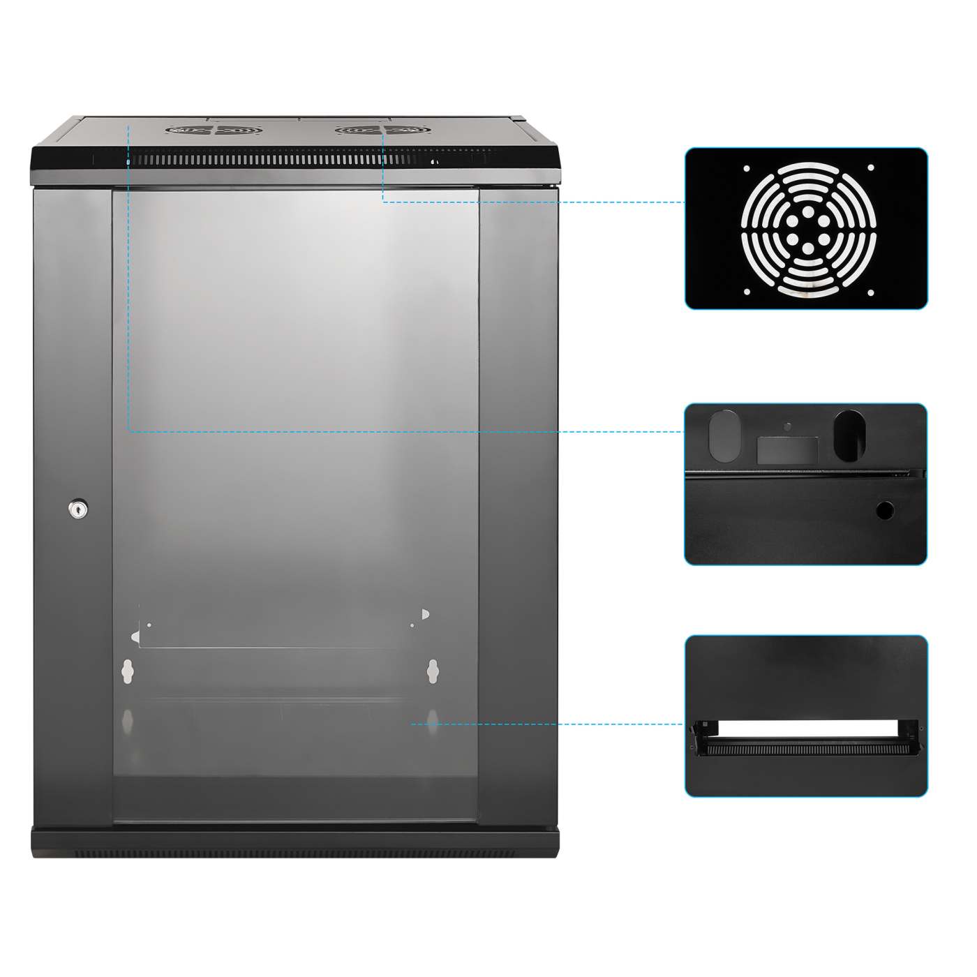 19" Wallmount Cabinet, 15U, 450 mm (17.7 in.) Depth, Black Image 6