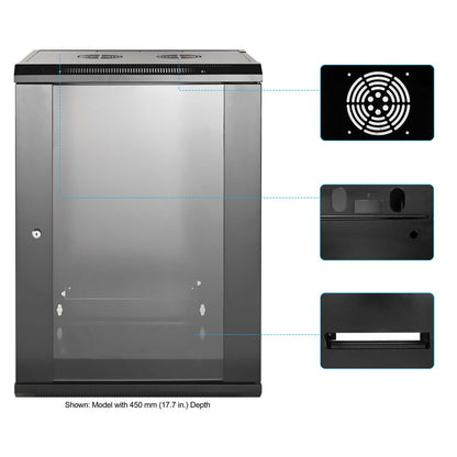 19" Wallmount Cabinet, 15U, 600 mm (23.6 in.) Depth, Black Image 7