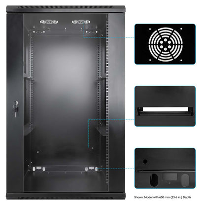 19" Wallmount Cabinet, 20U, 450 mm (17.7 in.) Depth, Black Image 8