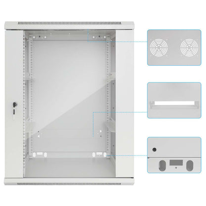 19" Wallmount Cabinet, 20U, 450 mm (17.7 in.) Depth, Gray Image 8