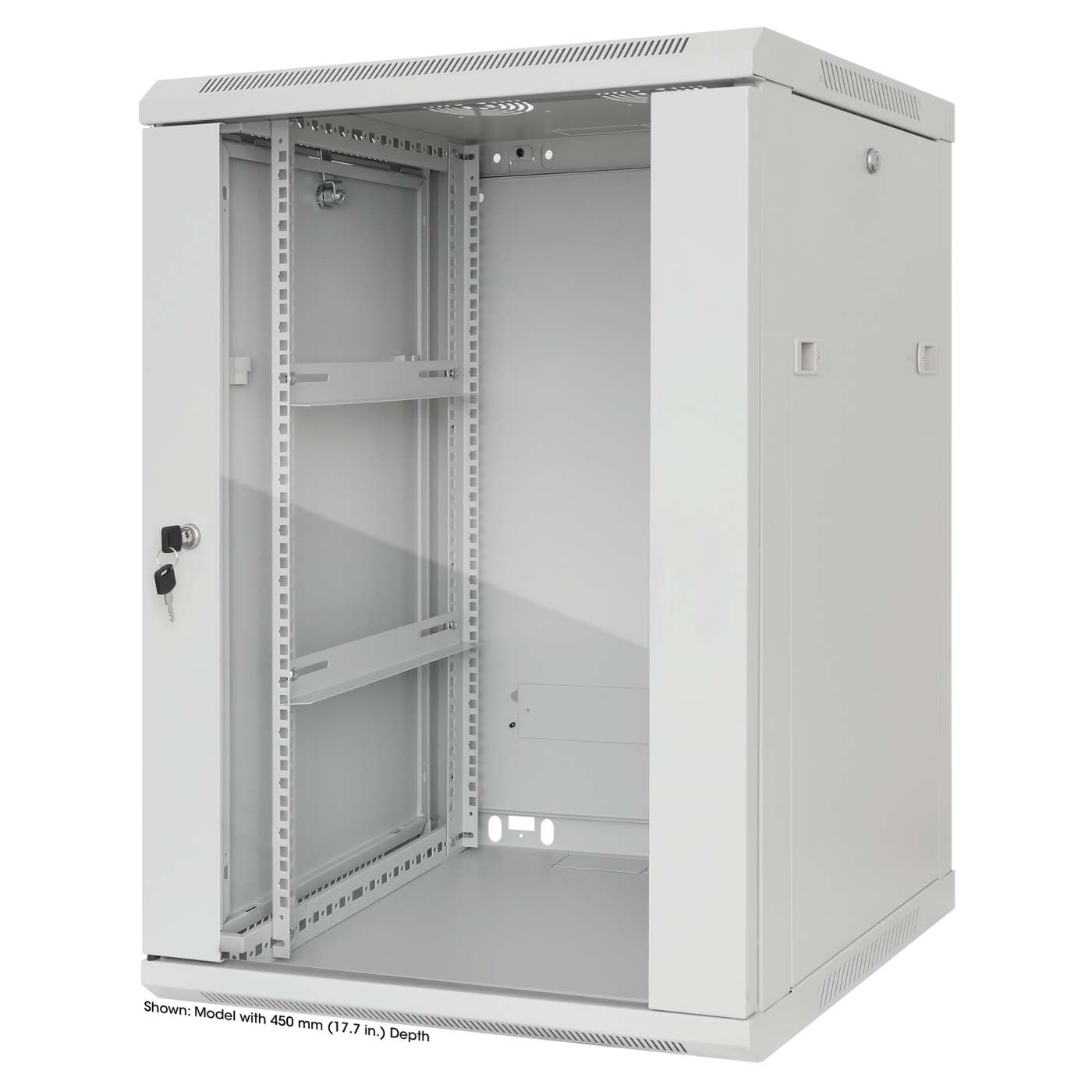 19" Wallmount Cabinet, 20U, 600 mm (23.6 in.) Depth, Gray Image 1