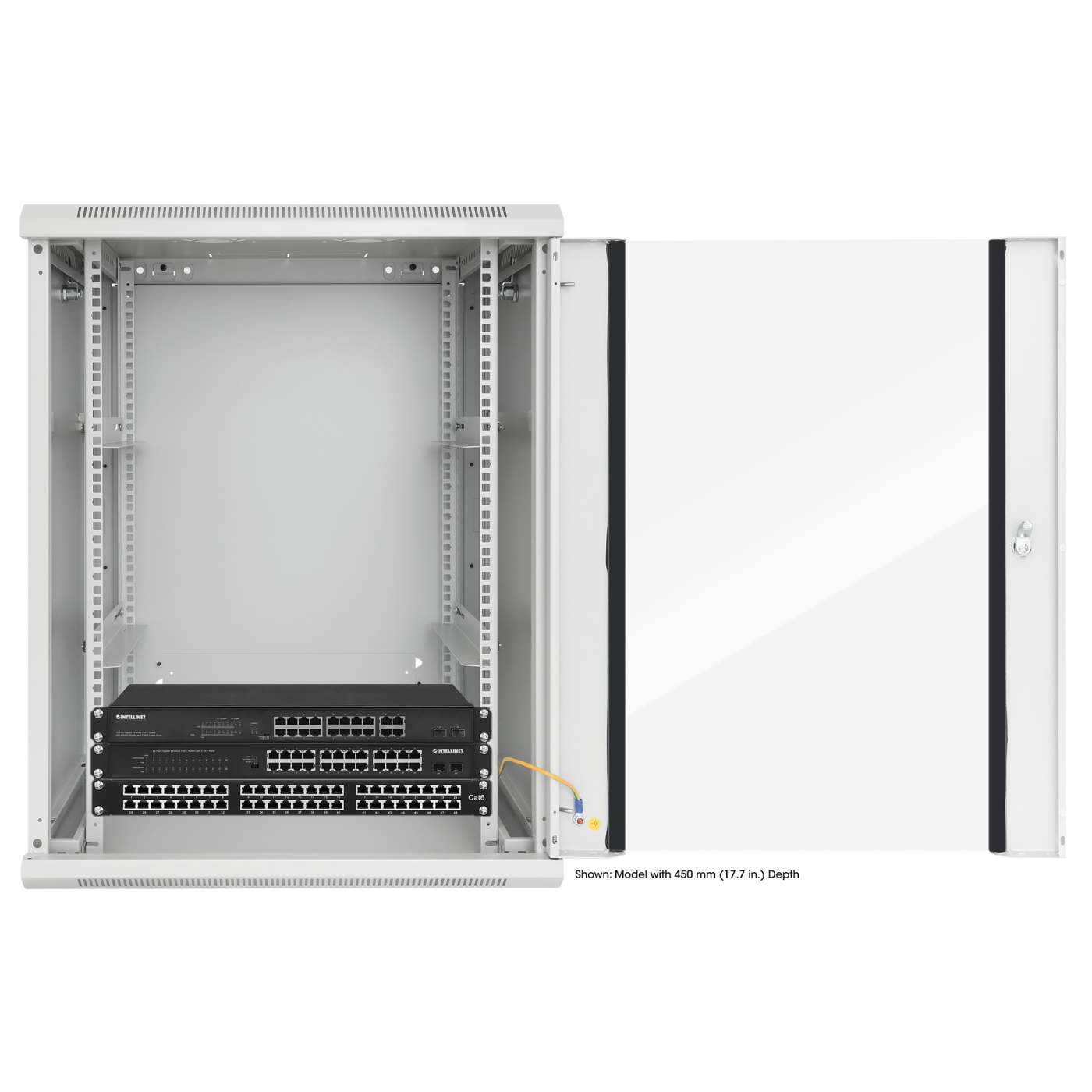 19" Wallmount Cabinet, 20U, 600 mm (23.6 in.) Depth, Gray Image 7