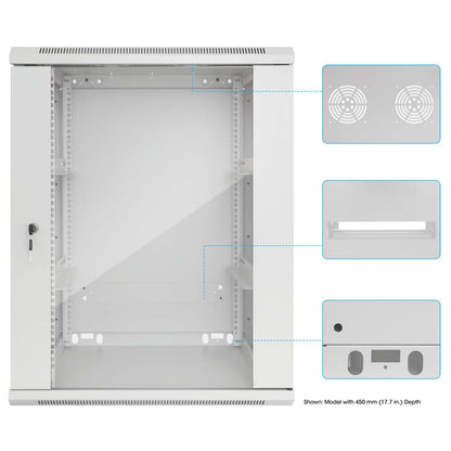 19" Wallmount Cabinet, 20U, 600 mm (23.6 in.) Depth, Gray Image 8