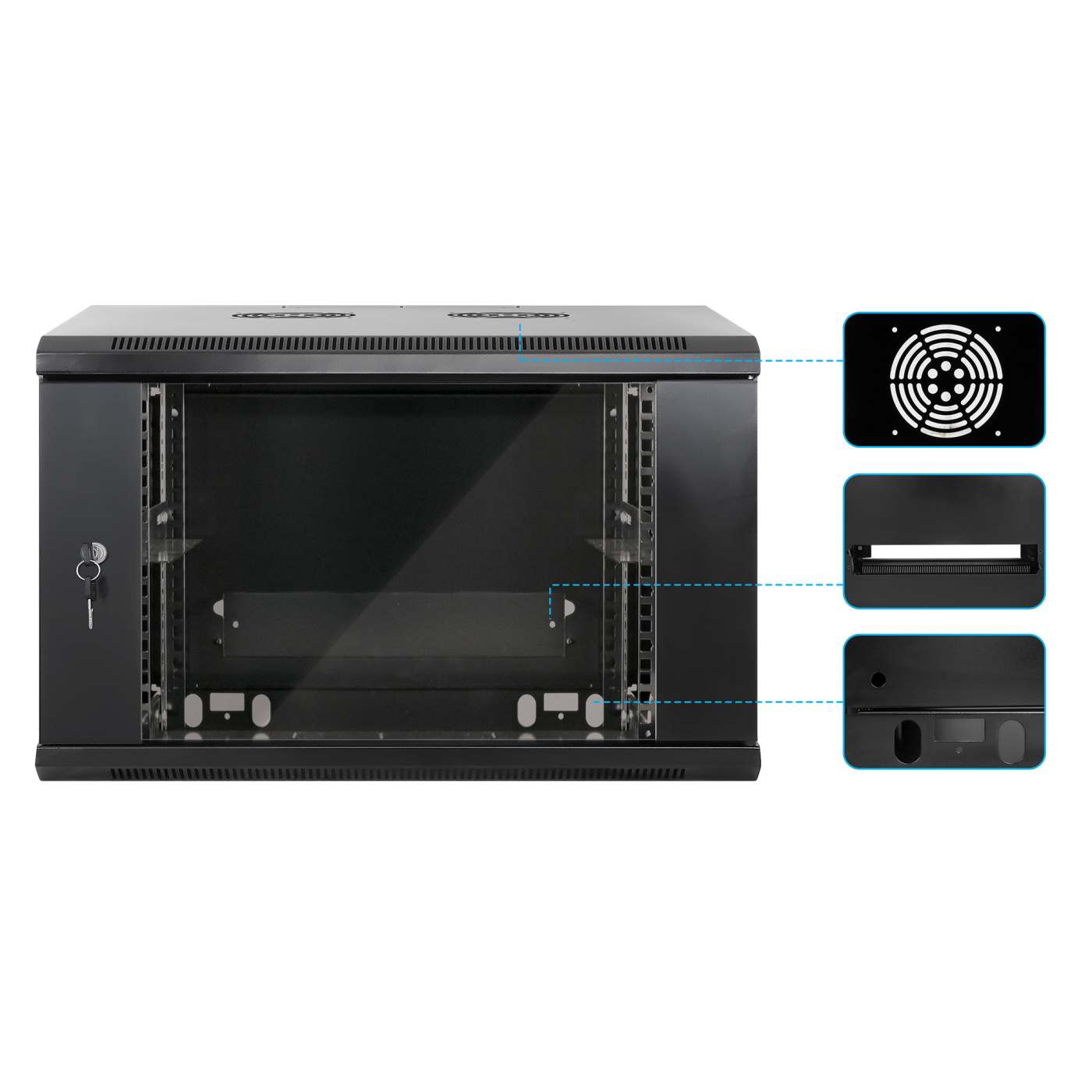 19" Wallmount Cabinet, 6U, 450 mm (17.7 in.) Depth, Black Image 6