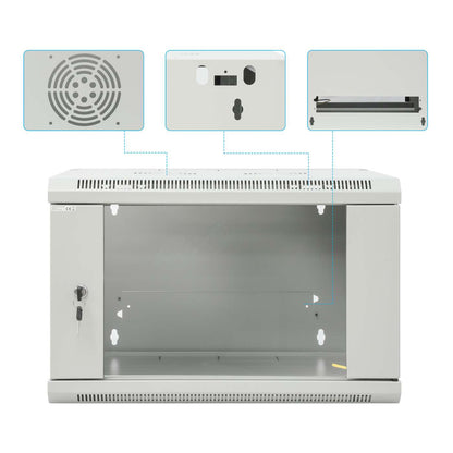 19" Wallmount Cabinet, 6U, 450 mm (17.7 in.) Depth, Gray Image 9