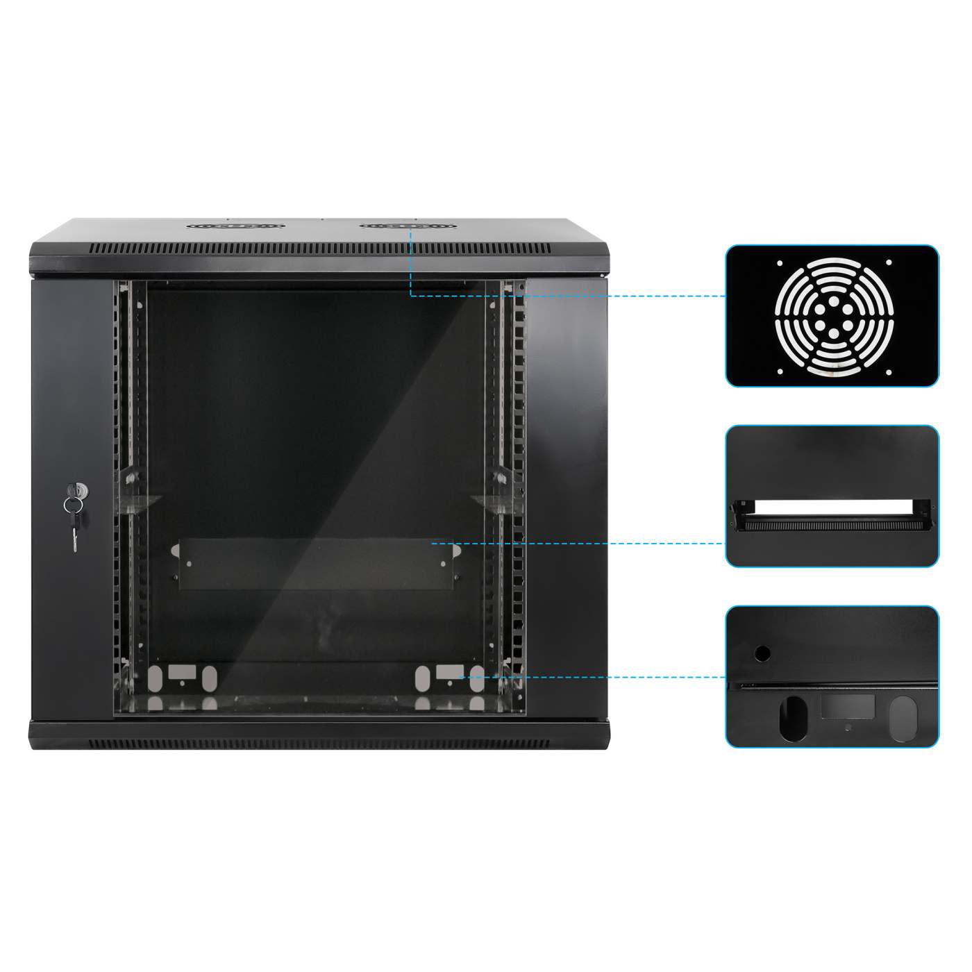 19" Wallmount Cabinet, 9U, 450 mm (17.7 in.) Depth, Black Image 6