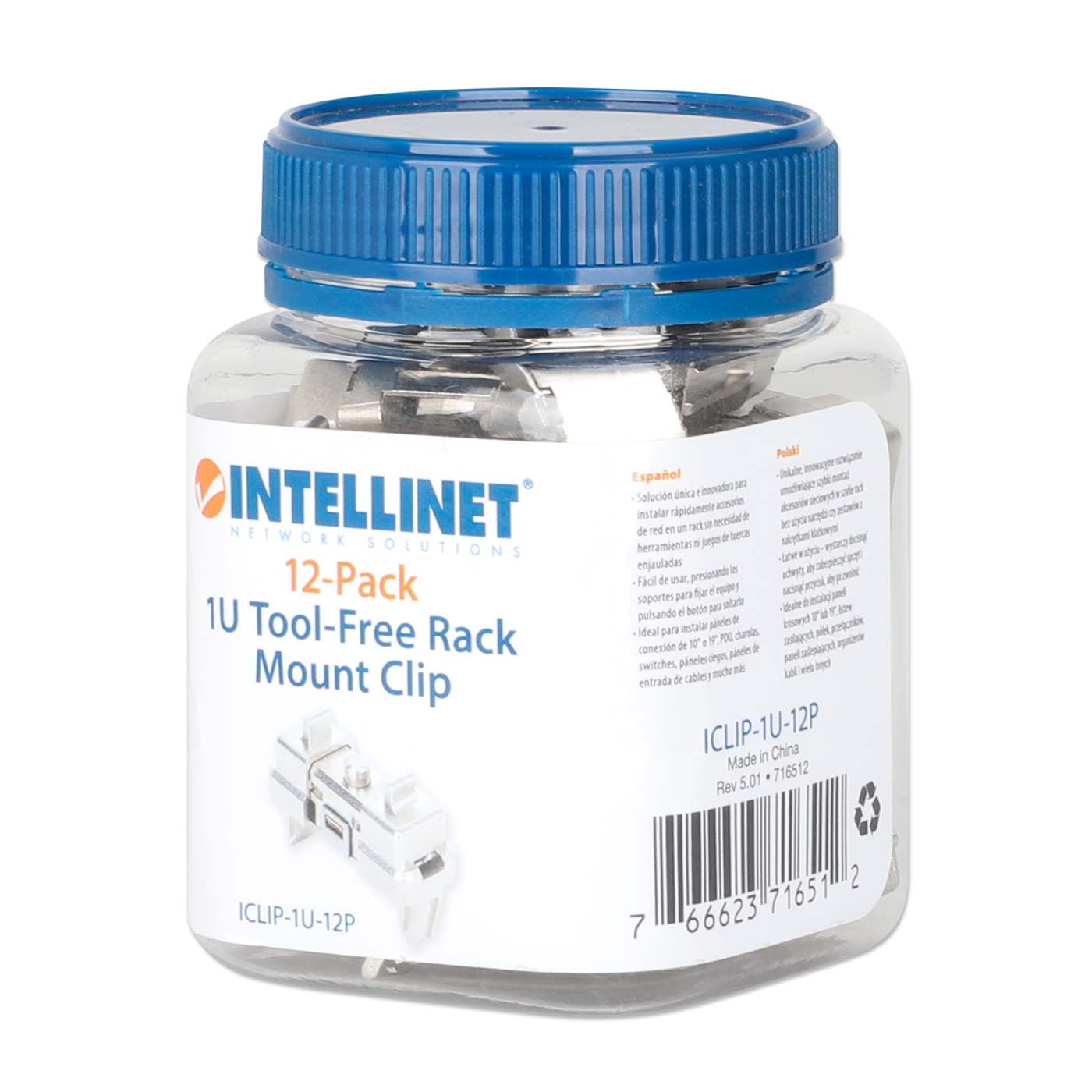 1U Tool-Free Rack Mount Clip, 12-Pack Packaging Image 2