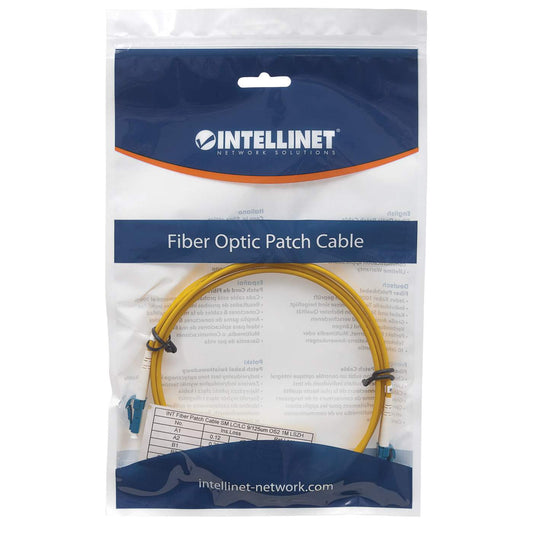 2 m LC to LC UPC Fiber Optic Patch Cable, 3.0 mm, Duplex, LSZH, OS2 Singlemode, Yellow Packaging Image 2