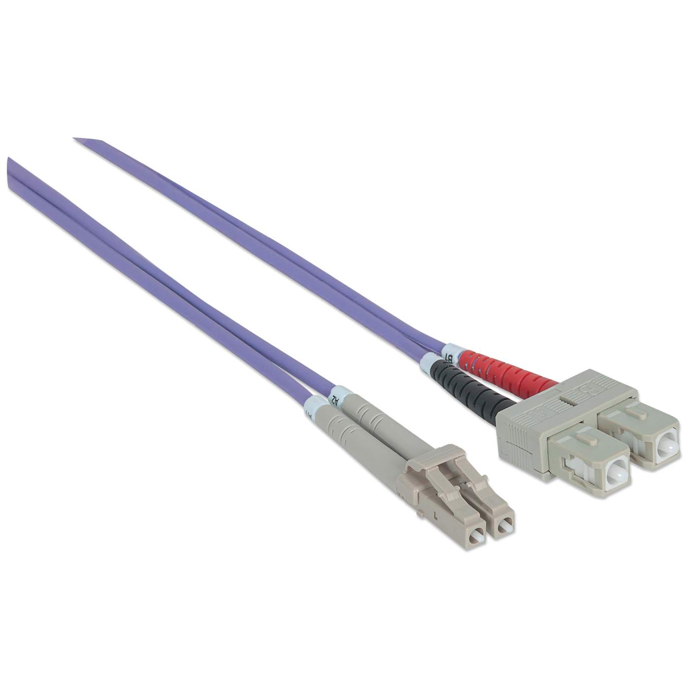 2 m LC to SC UPC Fiber Optic Patch Cable, 3.0 mm, Duplex, LSZH, OM4 Multimode, Violet Image 3