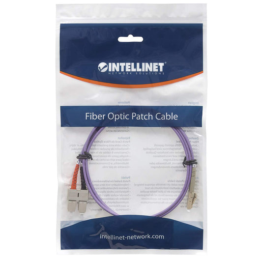2 m LC to SC UPC Fiber Optic Patch Cable, 3.0 mm, Duplex, LSZH, OM4 Multimode, Violet Packaging Image 2