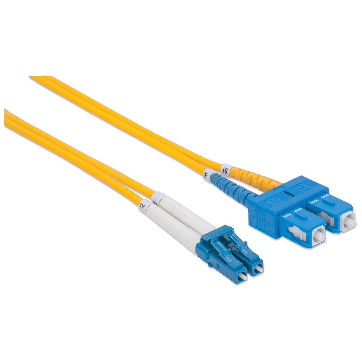 2 m LC to SC UPC Fiber Optic Patch Cable, 3.0 mm, Duplex, LSZH, OS2 Singlemode, Yellow Image 3