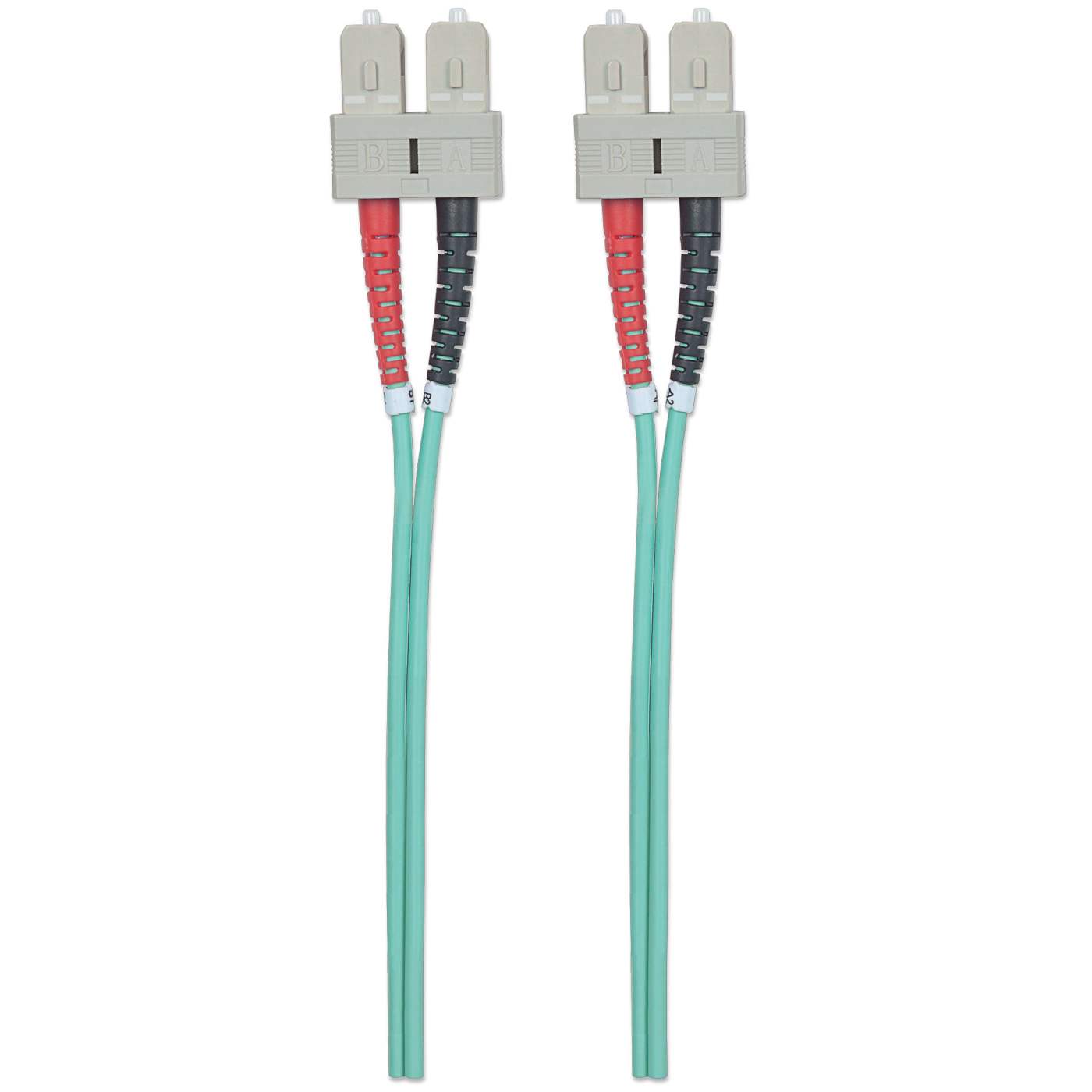 2 m SC to SC UPC Fiber Optic Patch Cable, 3.0 mm, Duplex, LSZH, OM3 Multimode, Aqua Image 5