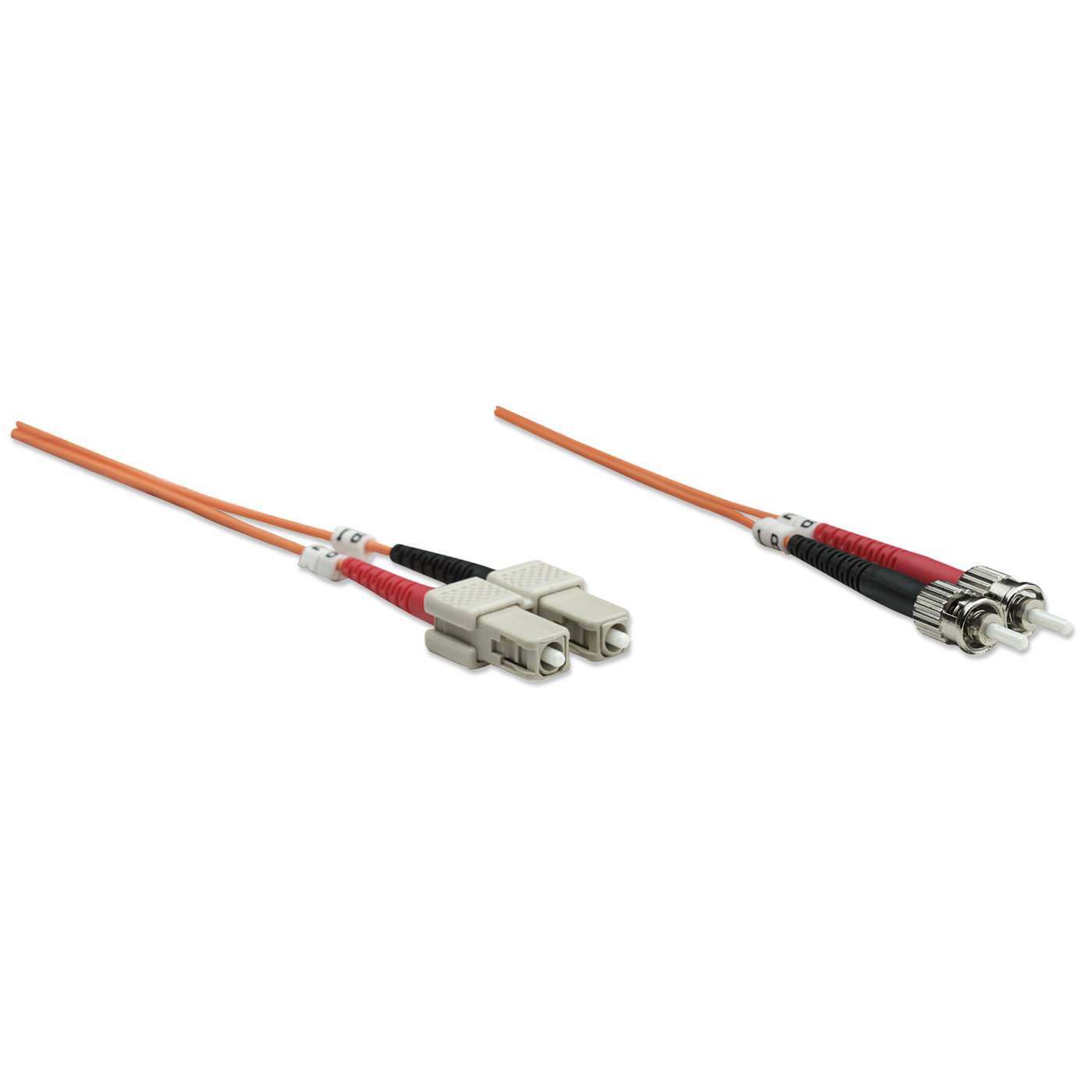 2 m ST to SC UPC Fiber Optic Patch Cable, 3.0 mm, Duplex, LSZH, OM1 Multimode, Orange Image 3
