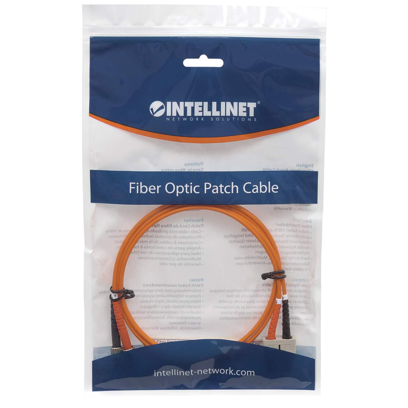2 m ST to SC UPC Fiber Optic Patch Cable, 3.0 mm, Duplex, LSZH, OM1 Multimode, Orange Packaging Image 2