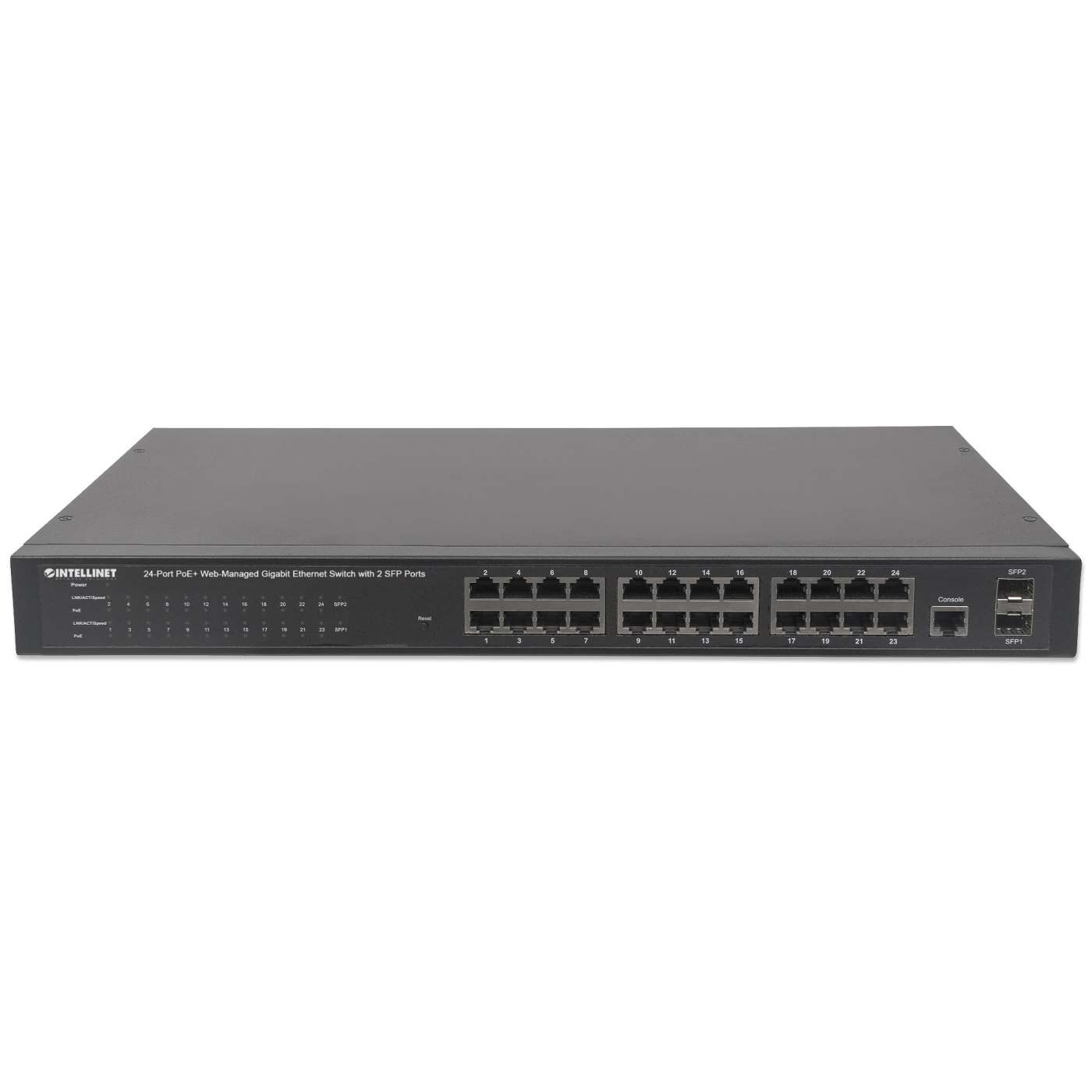 24-Port Gigabit Ethernet PoE+ Web-Managed Switch with 2 SFP Ports Image 4