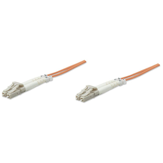 3 m LC to LC UPC Fiber Optic Patch Cable, 3.0 mm, Duplex, LSZH, OM1 Multimode, Orange Image 1