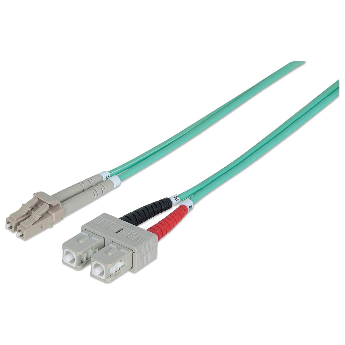 3 m LC to SC UPC Fiber Optic Patch Cable, 3.0 mm, Duplex, LSZH, OM3 Multimode, Aqua Image 1