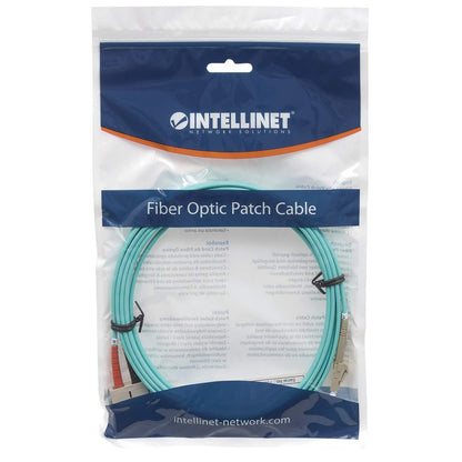 3 m LC to SC UPC Fiber Optic Patch Cable, 3.0 mm, Duplex, LSZH, OM3 Multimode, Aqua Packaging Image 2