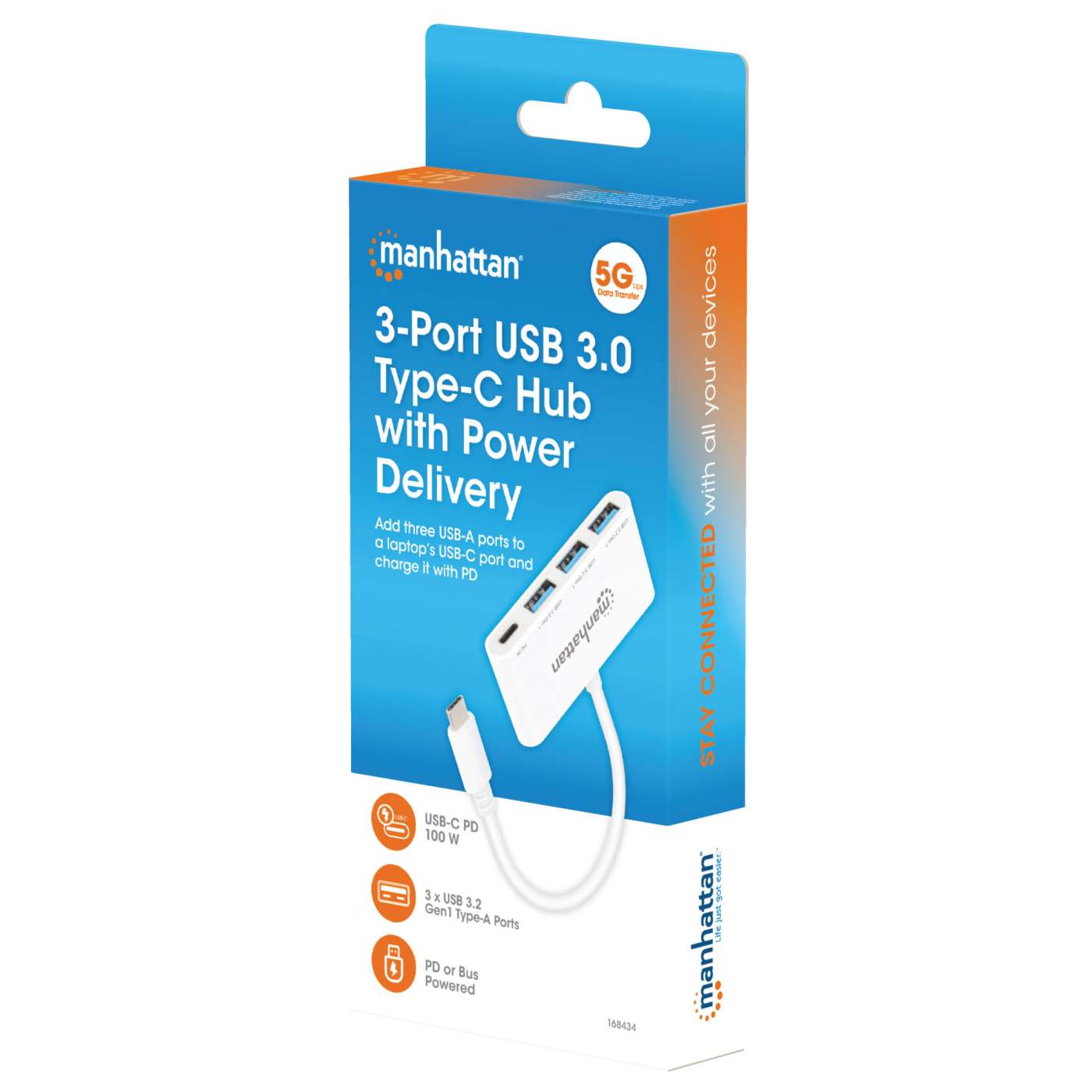 3-Port USB 3.0 Type-C Hub with Power Delivery Packaging Image 2