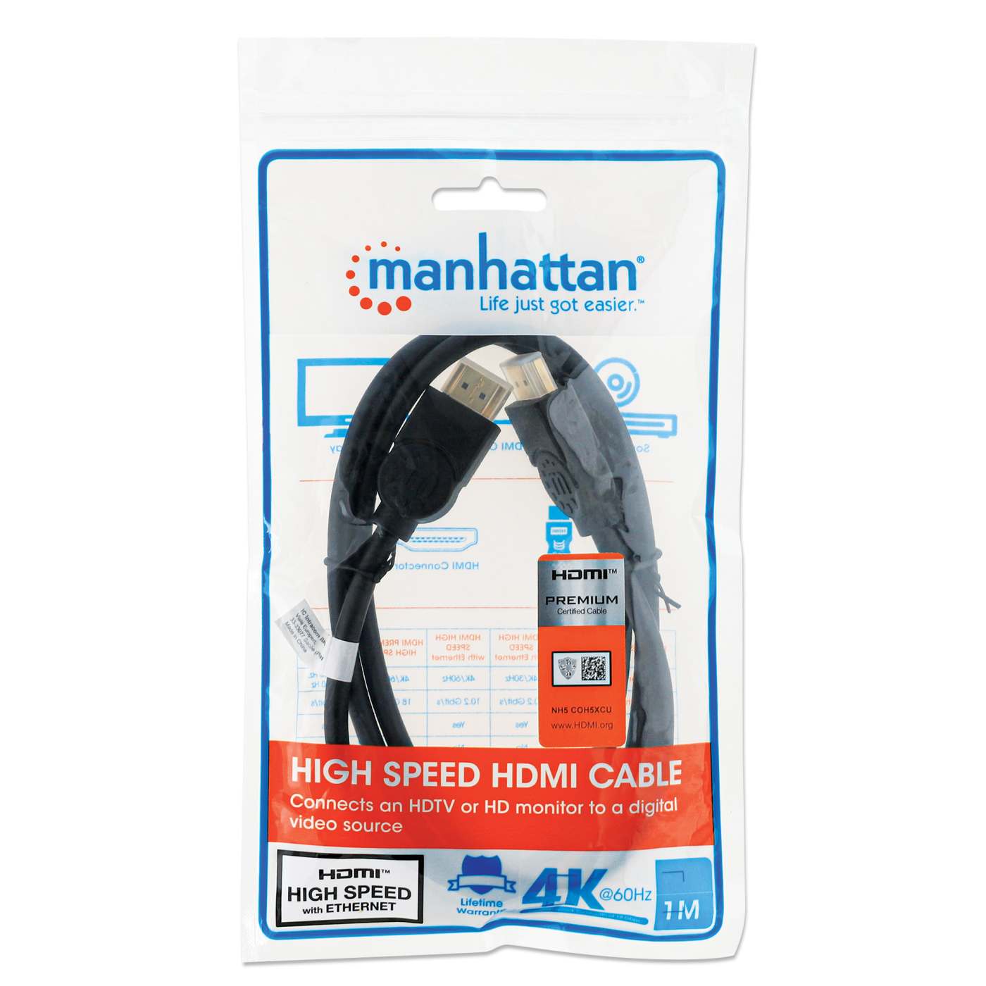 4K@60Hz Certified Premium High Speed HDMI Cable with Ethernet, 1 m (3 ft.) Packaging Image 2