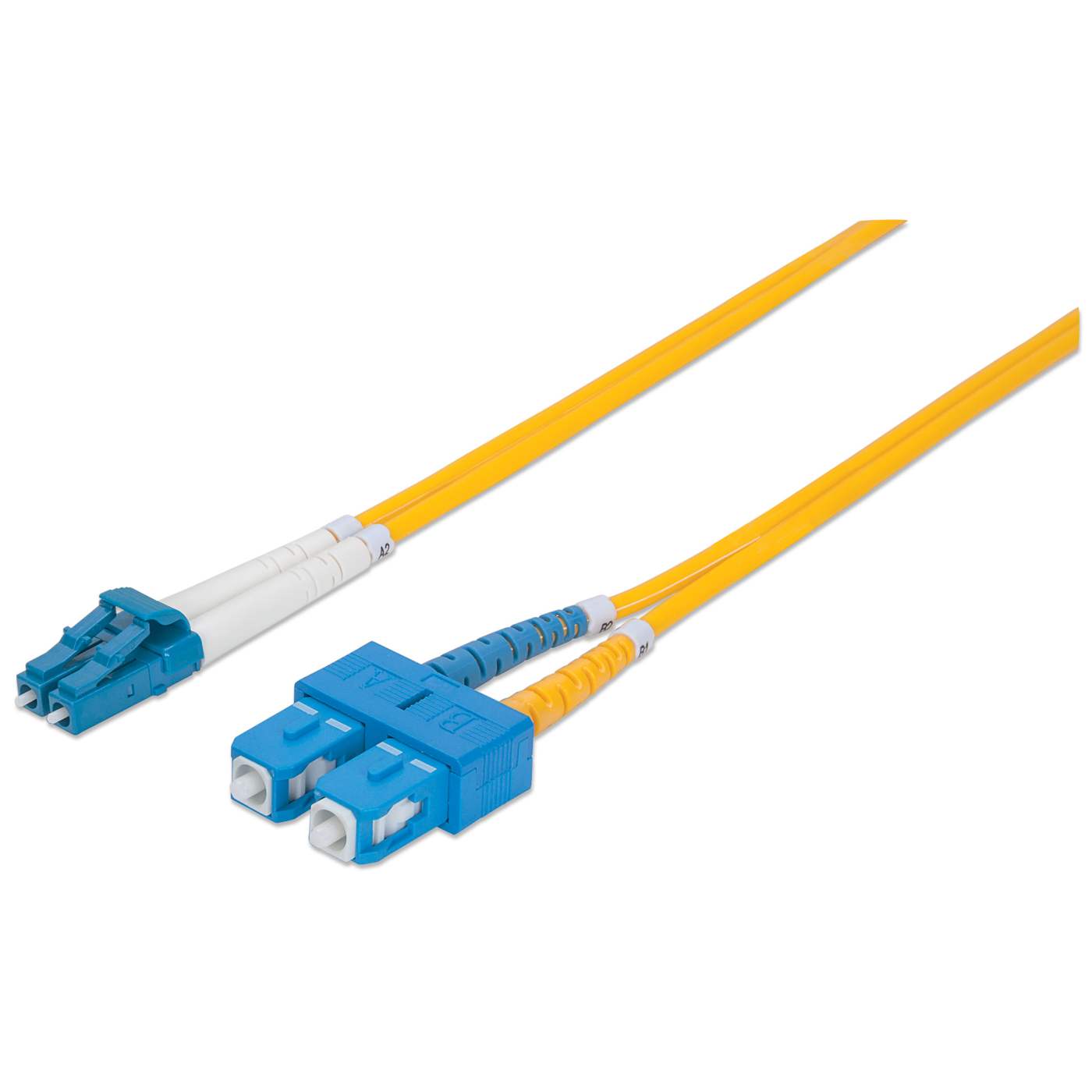 5 m LC to SC UPC Fiber Optic Patch Cable, 3.0 mm, Duplex, LSZH, OS2 Singlemode, Yellow Image 1