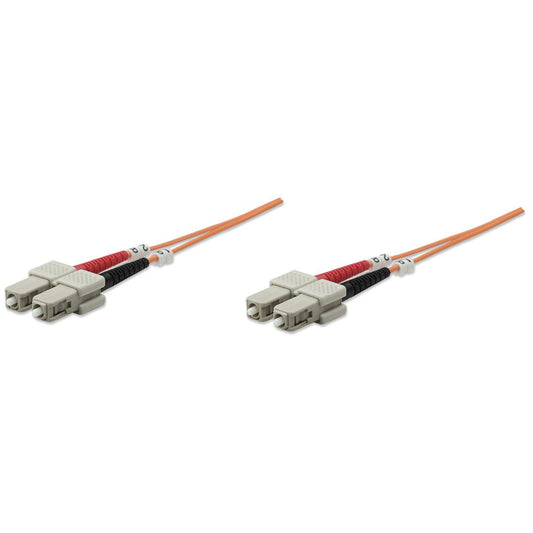 5 m SC to SC UPC Fiber Optic Patch Cable, 3.0 mm, Duplex, LSZH, OM1 Multimode, Orange Image 1