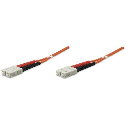 5 m SC to SC UPC Fiber Optic Patch Cable, 3.0 mm, Duplex, LSZH, OM2 Multimode, Orange Image 1