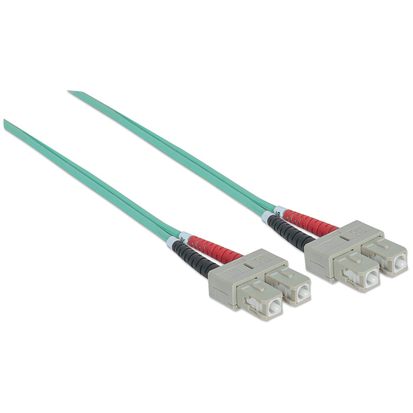 5 m SC to SC UPC Fiber Optic Patch Cable, 3.0 mm, Duplex, LSZH, OM3 Multimode, Aqua Image 3