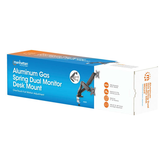 Aluminum Gas Spring Dual Monitor Desk Mount Packaging Image 2