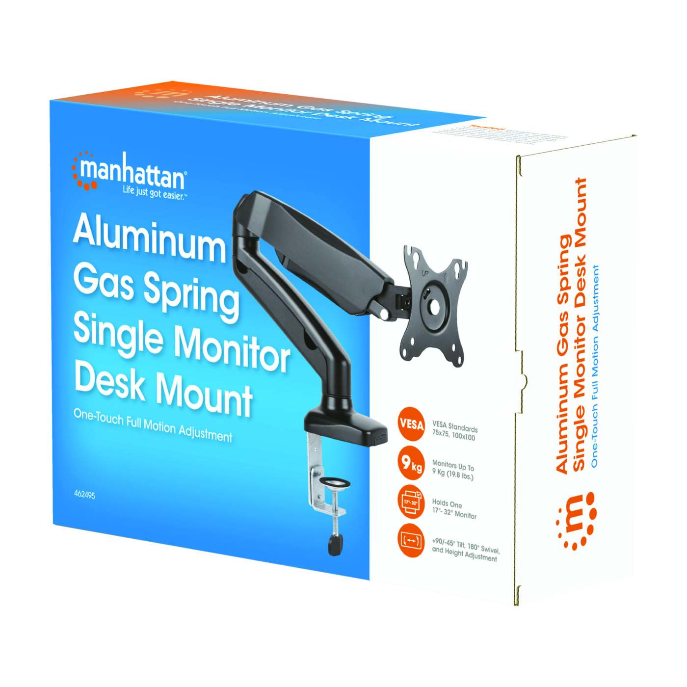 Aluminum Gas Spring Single Monitor Desk Mount Packaging Image 2