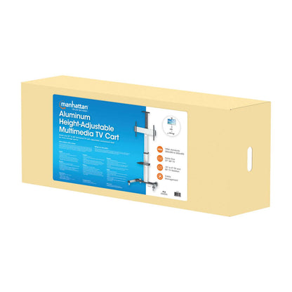 Aluminum Height-Adjustable Multimedia TV Cart, for 37" to 65" Displays Packaging Image 2