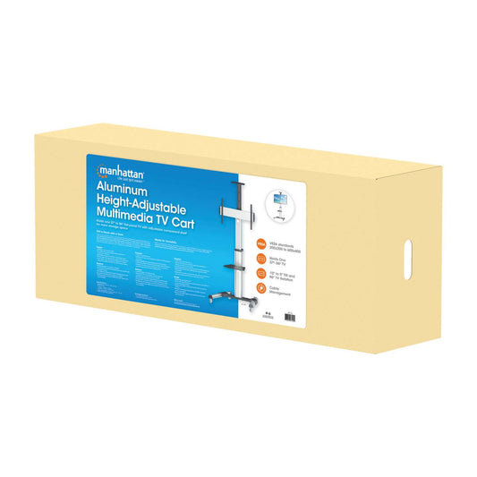 Aluminum Height-Adjustable Multimedia TV Cart, for 37" to 65" Displays Packaging Image 2