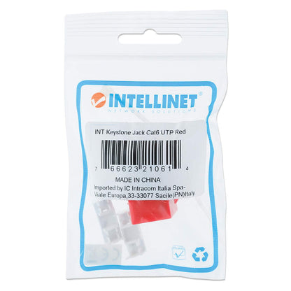 Cat6 Punch-Down Keystone Jack, Red Packaging Image 2