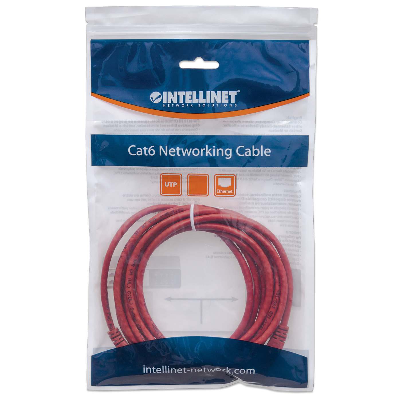 Cat6 U/UTP Network Patch Cable, 0.5 m (1.5 ft.), Red Packaging Image 2