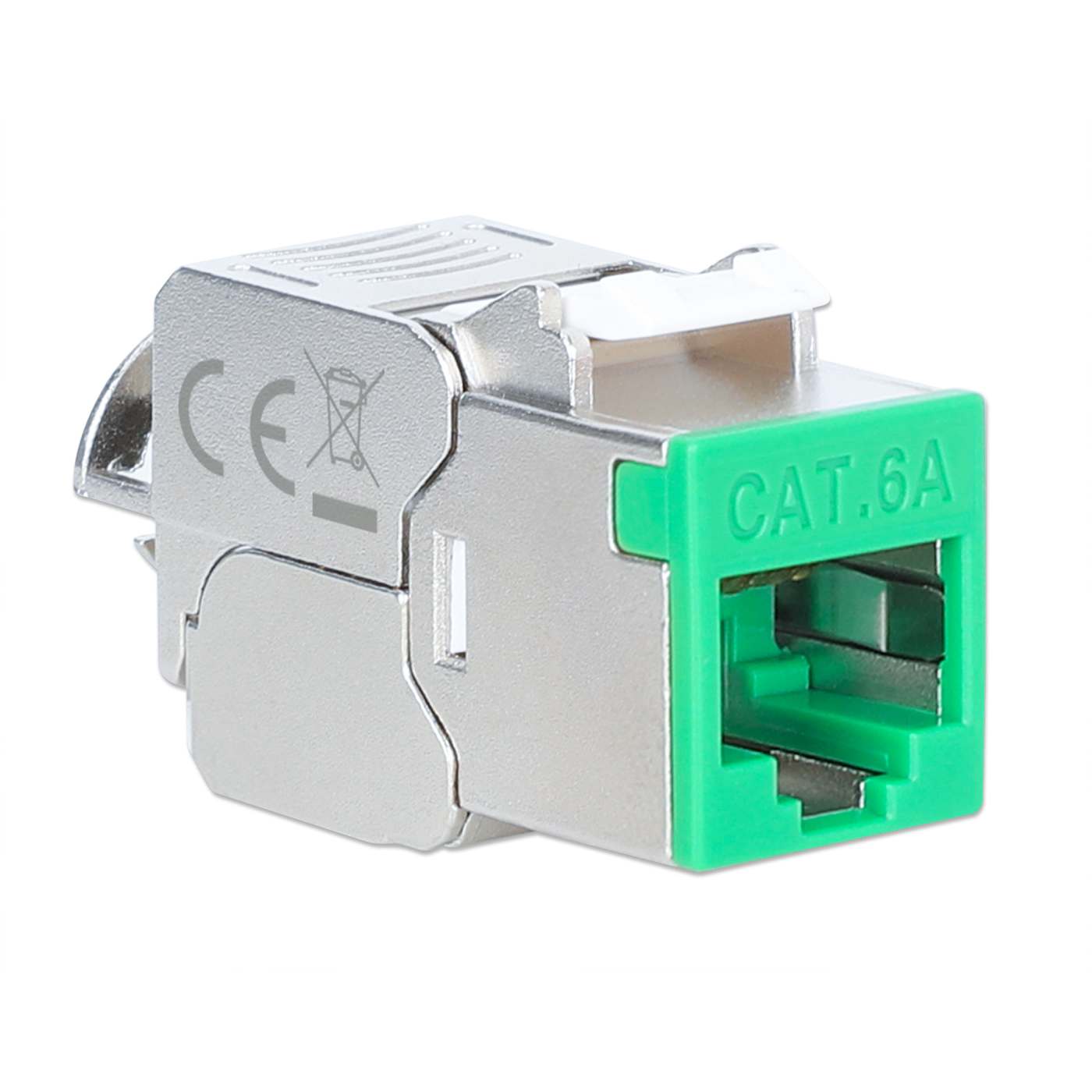 Cat6a 10G Shielded Toolless Slim Keystone Jack, Green Image 2