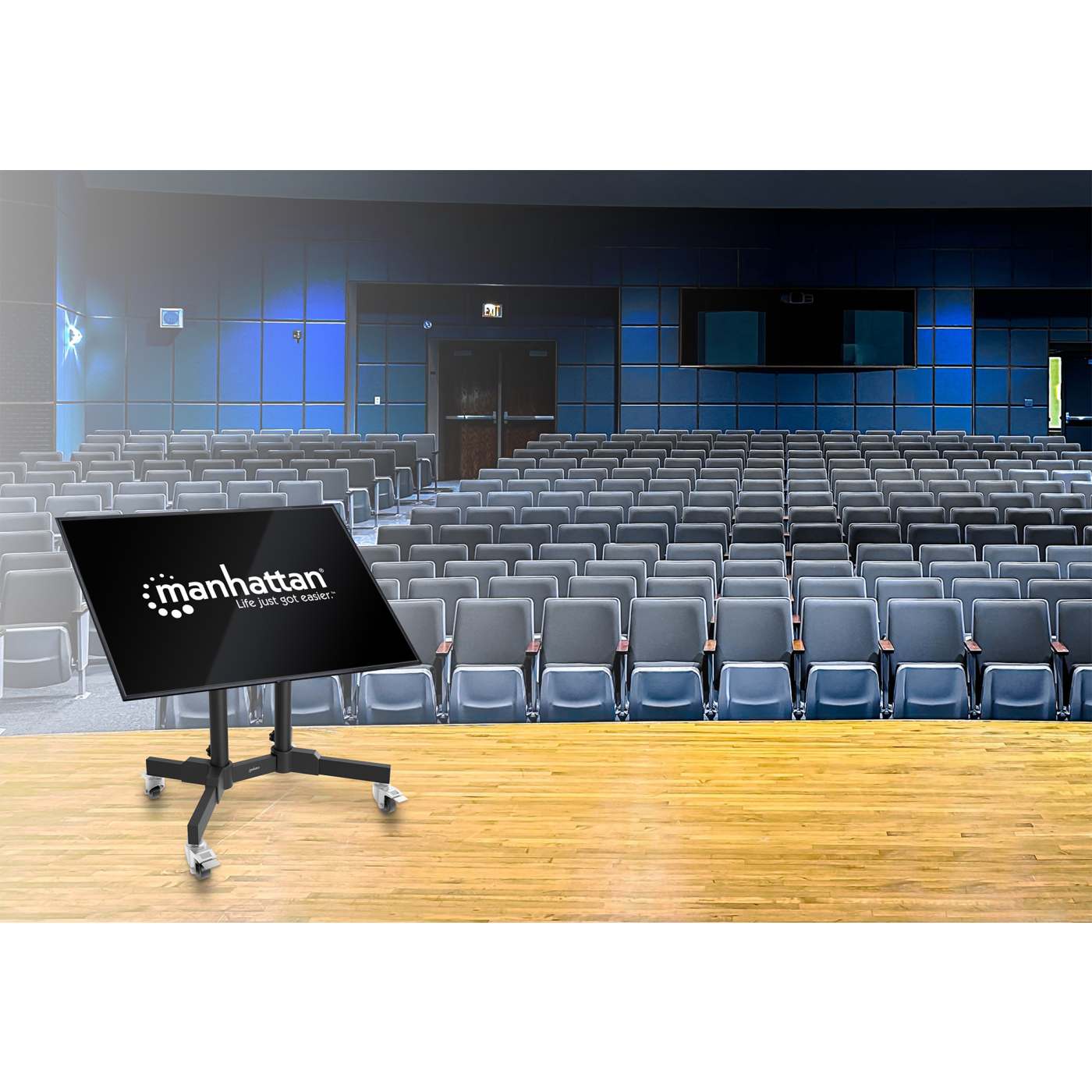 Compact Height-Adjustable TV Cart, for 23" to 70" Displays Image 2