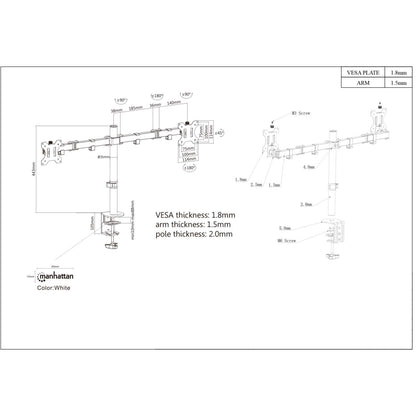 Dual Monitor Mount with Double-Link Swing Arms, for 13" to 32" Displays Image 6