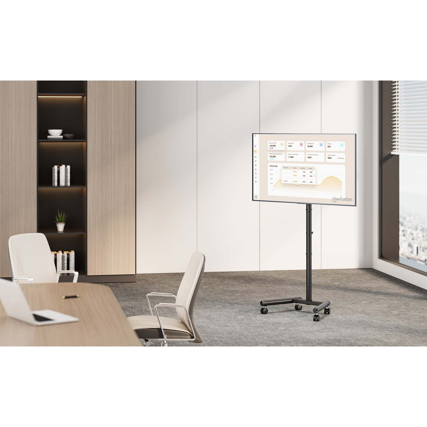 Economy Compact Height-Adjustable TV Cart, for 13" to 50" Displays Image 4