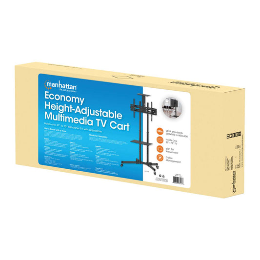 Economy Height-Adjustable Multimedia TV Cart, for 37" to 70" Displays Packaging Image 2
