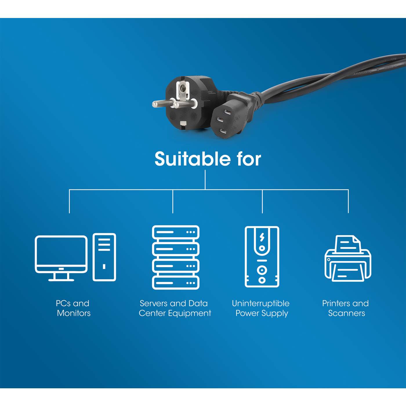 EU Power Cable C13 to CEE 7/7, 1 m Image 7