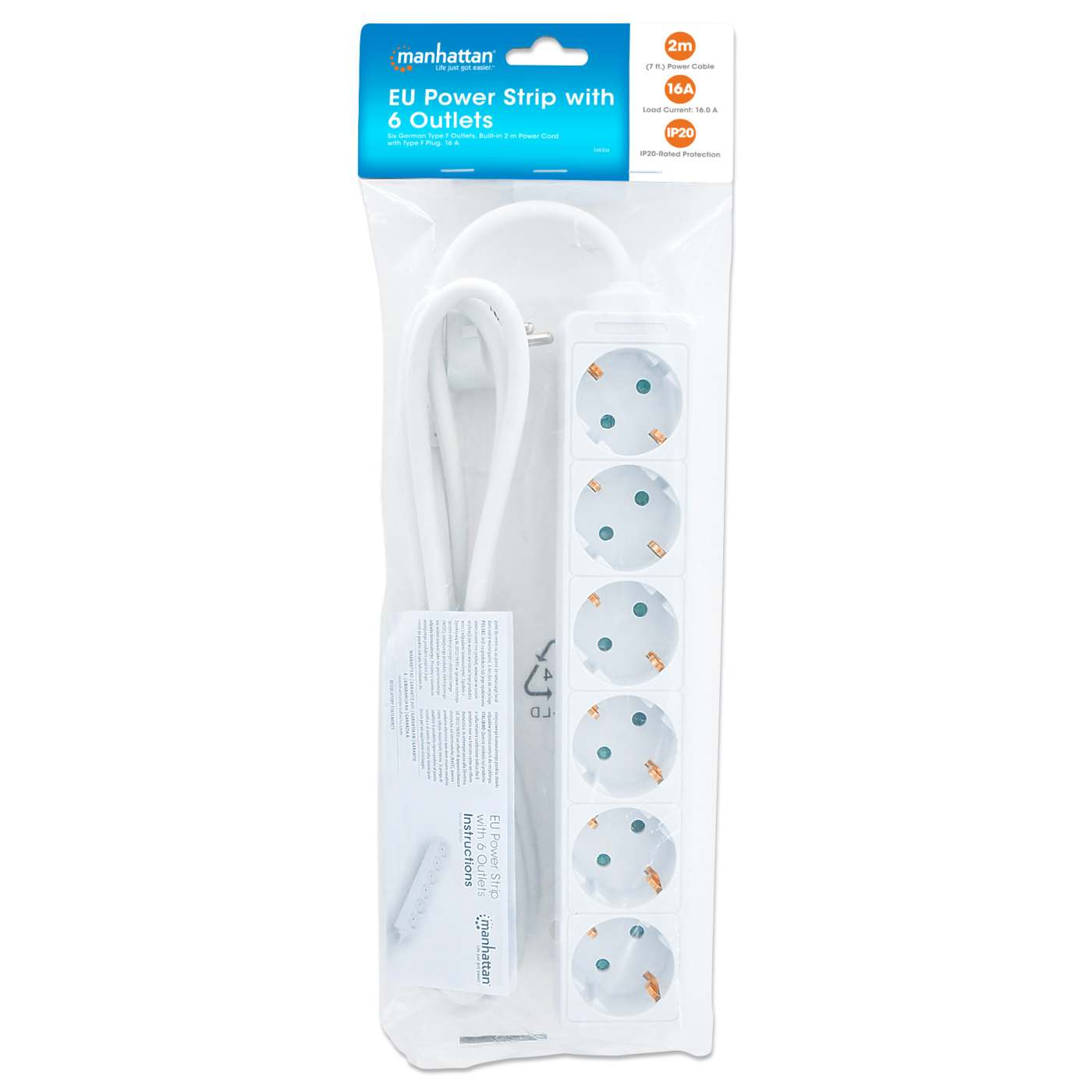 EU Power Strip with 6 Outlets Packaging Image 2