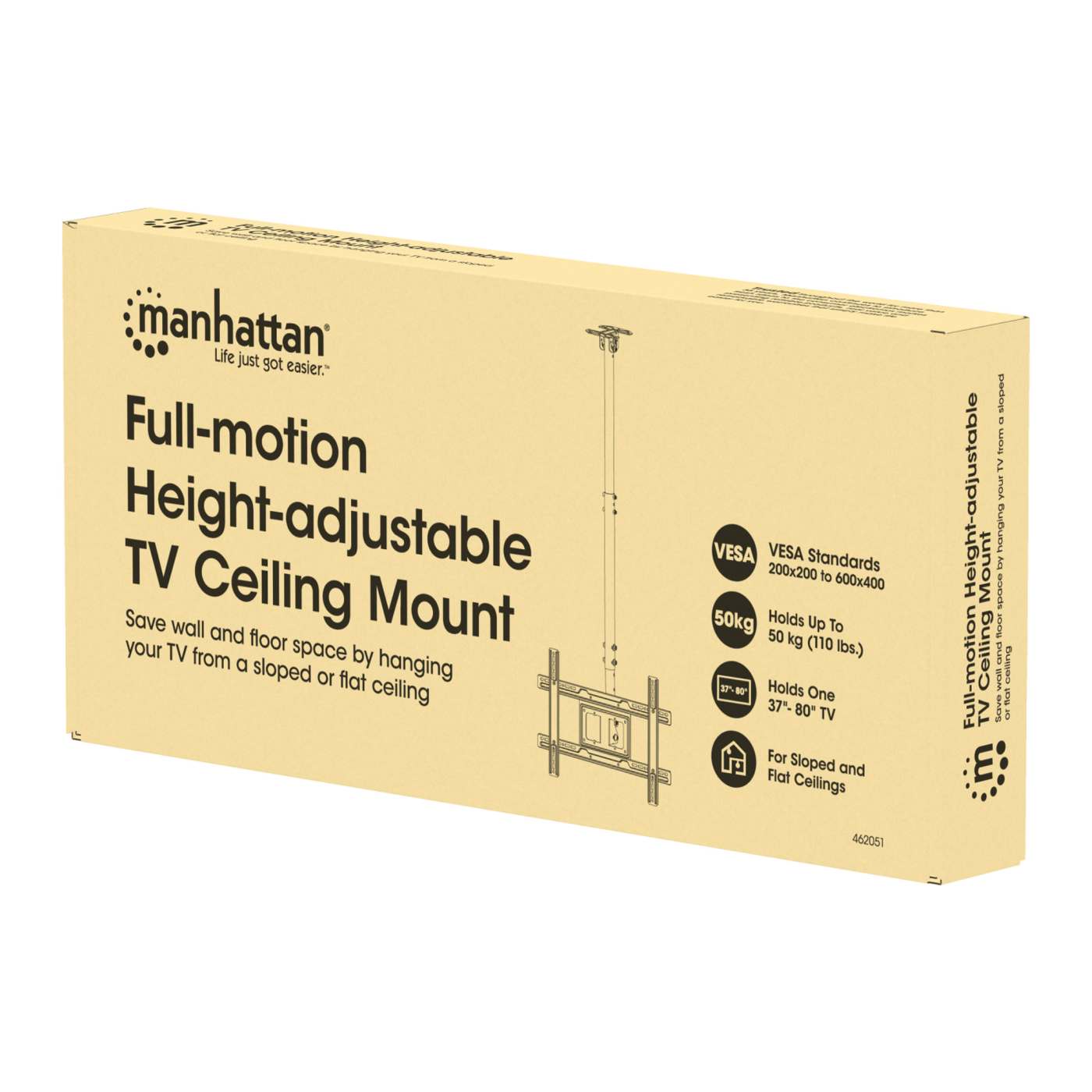 Full-Motion Height-Adjustable TV Ceiling Mount Packaging Image 2
