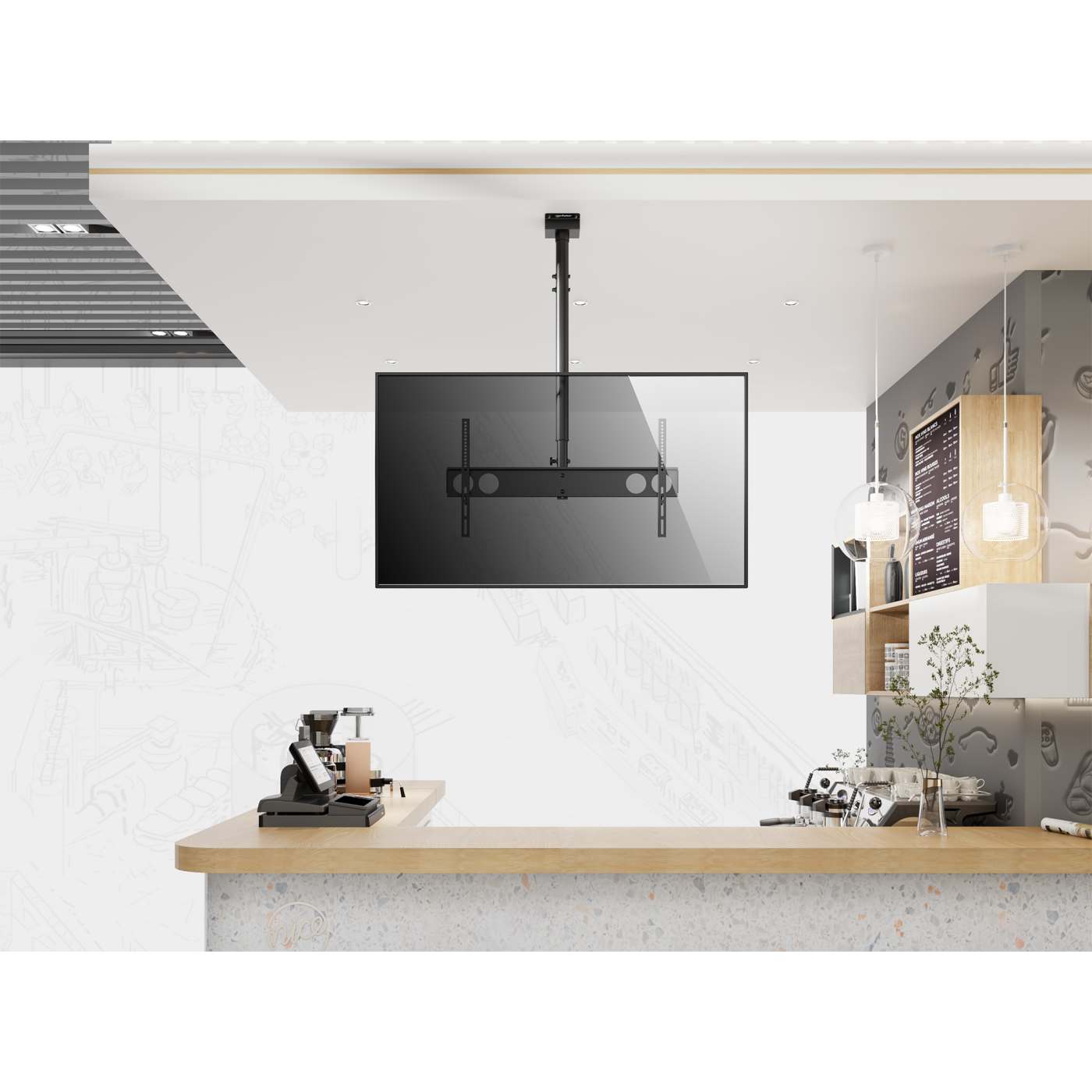 Full-Motion Height-Adjustable TV Ceiling Mount, for 37" to 75" Displays Image 3